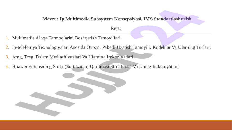Ip multimedia subsystem konsepsiyasi va standartlashtirish