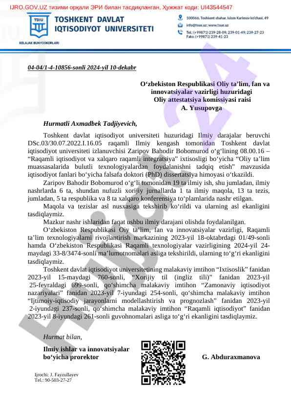 Bulutli texnologiyalarni oliy ta’limda tadqiq etish