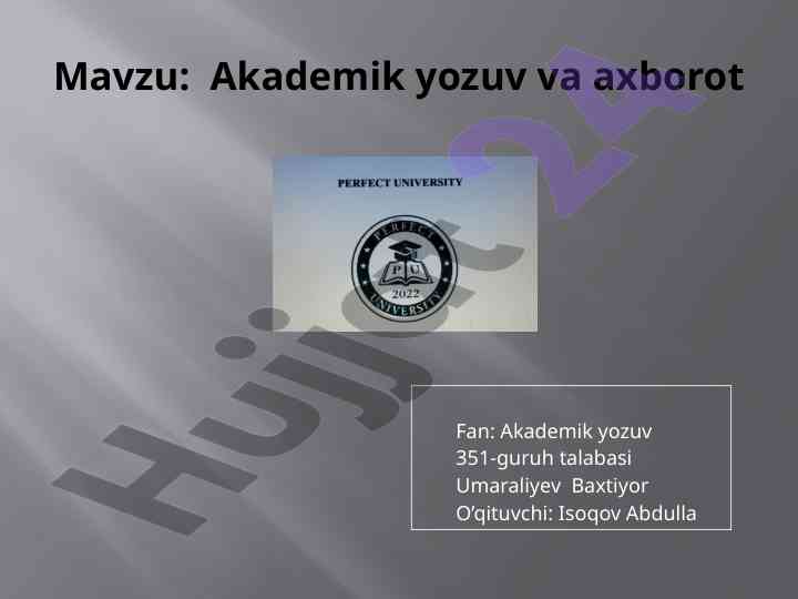Akademik yozuv va axborot uslublari bo’yicha qo'llanma