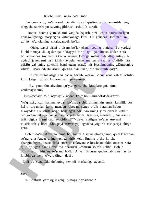 Kitobni sevish va o'qish haqida