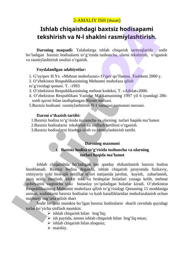 Baxtsiz hodisalarni tekshirish va rasmiylashtirish