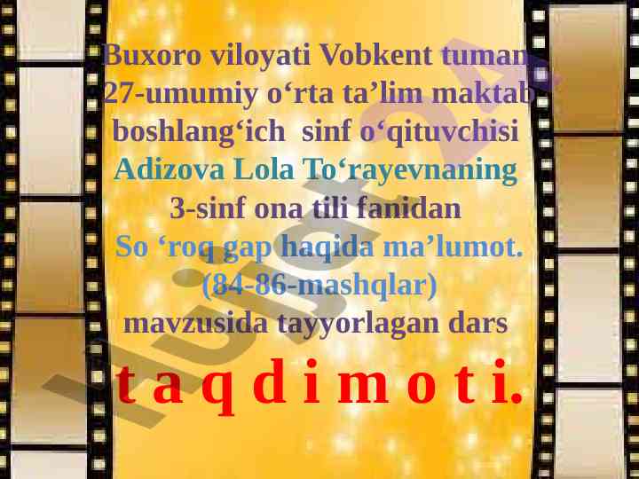 So‘roq gap haqida ma’lumot ta’lim tavsifi
