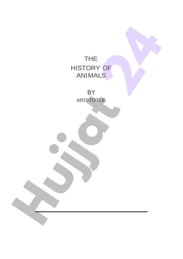 The history of animals by aristotle