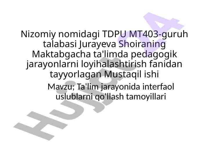 Interfaol uslublarni qo'llash tamoyillari