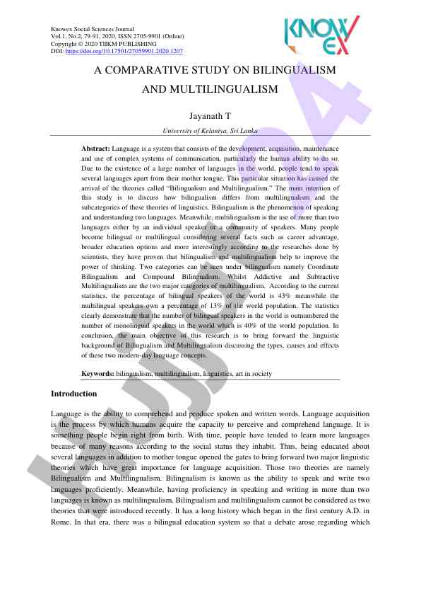 A comparative study on bilingualism and multilingualism