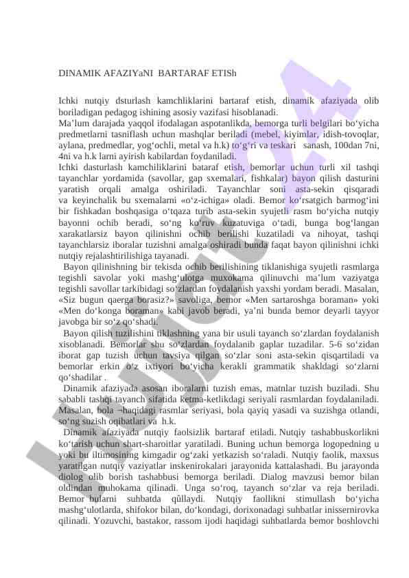 Dinamik afaziya uchun pedagogik yondashuvlar