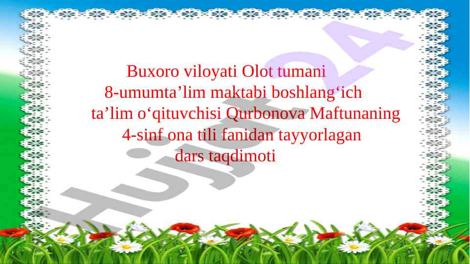 Ona tili fanidan dars taqdimoti 4-sinf g‘o‘za