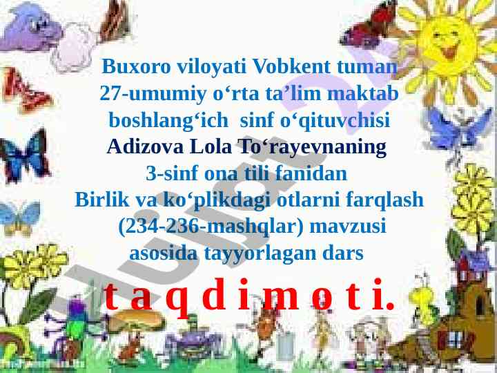 Birlik va ko‘plikdagi otlarni farqlash mavzusi