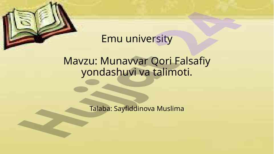 Munavvar Qori Falsafiy Yondashuvi Va Talimoti