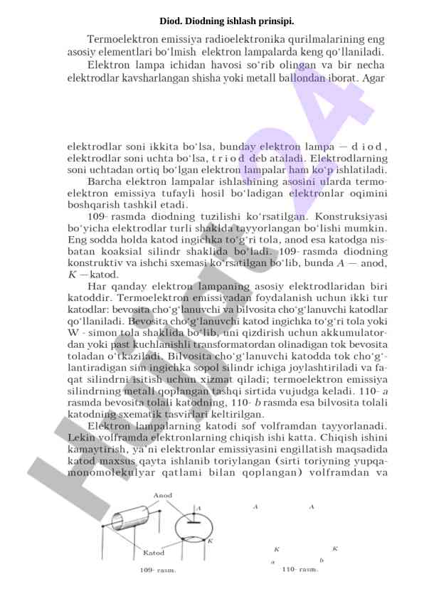 Diodning ishlash prinsipi haqida ma'lumotlar