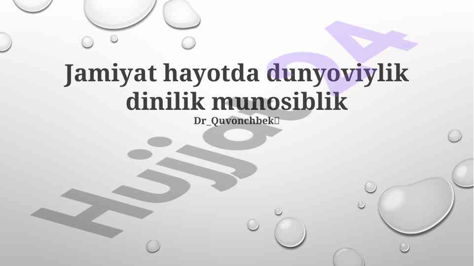 Dinning jamoat hayotidagi rol va uyg'unlik