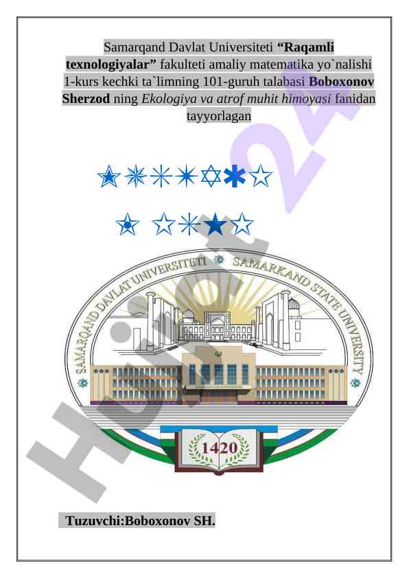 Tabiiy resurslar va ularni muhofaza qilish