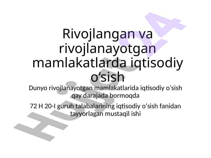 Iqtisodiy o‘sish tendensiyalari rivojlanayotgan mamlakatlarda