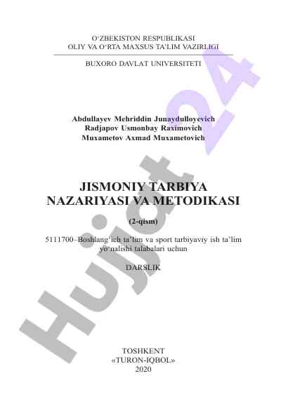 Jismoniy tarbiya nazariyasi va metodikasi darslik