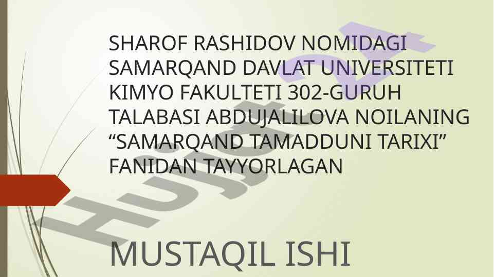 Samarqand me’moriy yodgorligi tarixi