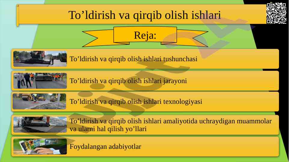 Toldirish Va Qirqib Olish Ishlari
