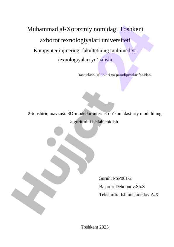 3d-modellashni o‘rganish dasturiy modul algotitmlari