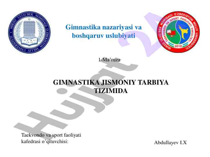 Gimnastika nazariyasi va boshqaruv uslubiyati