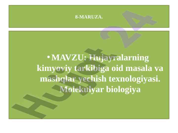 Hujayralarning kimyoviy tarkibi masalalari va mashqlari