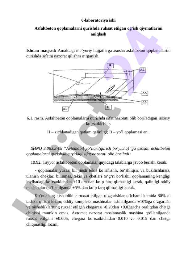 Asfaltbeton qoplamalarni qurishda sifat nazorati