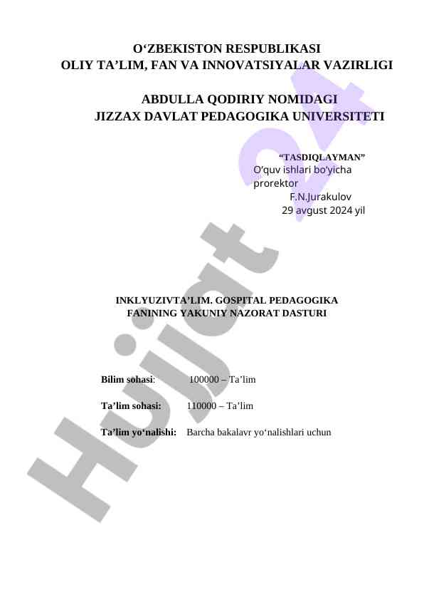 Inklyuziv ta'lim fanining o'qitish metodologiyalari