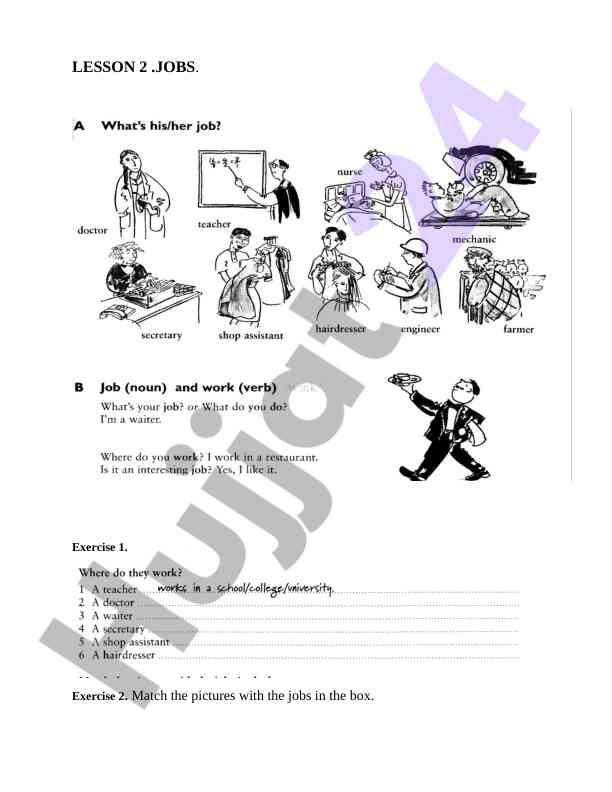 Grammar and jobs lesson activities