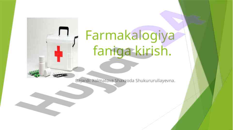Farmakalogiya faniga kirish kursi