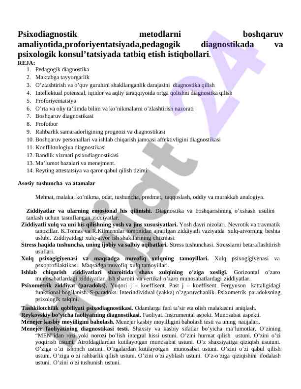 Psixodiagnostika Metodlarini Tatbiq Etish
