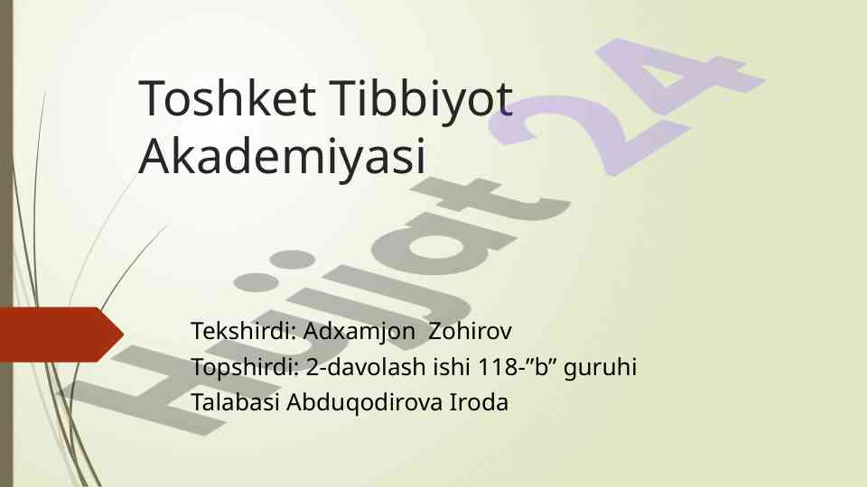 Bemorlar parvarishi bilan bog‘liq davolash ishlari