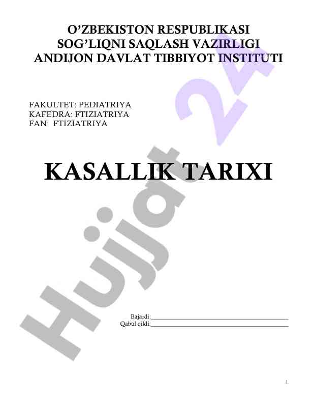 Ftiziatriya kasallik tarixi tahlili