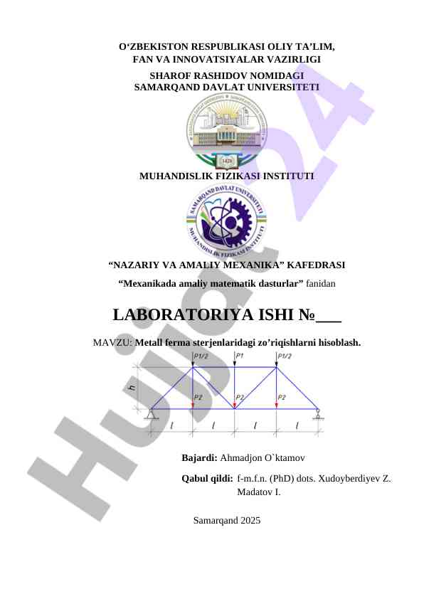 Mexanikada amaliy matematik dasturlar laboratoriya ish