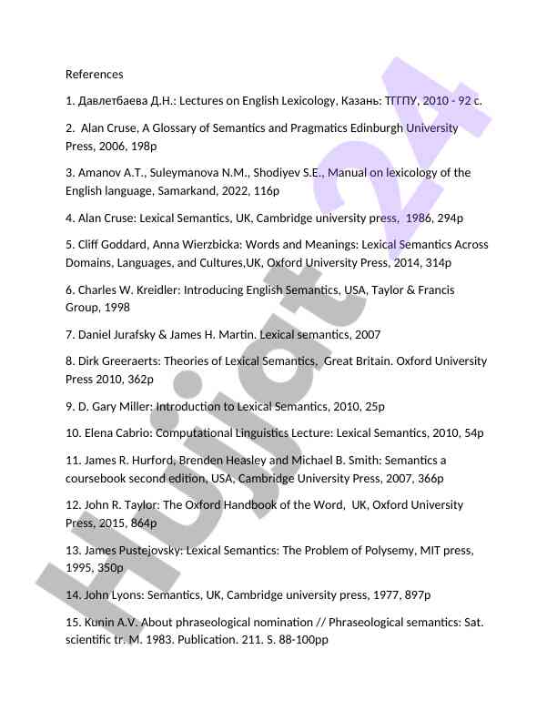 Lexical semantics bilan tanishtiruvchi qo‘llanma