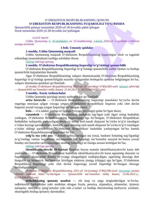 O‘zbekiston fuqaroligi to‘g‘risidagi qonun