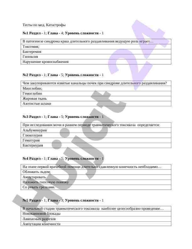 Тесты по медицинским катастрофам уровень 1