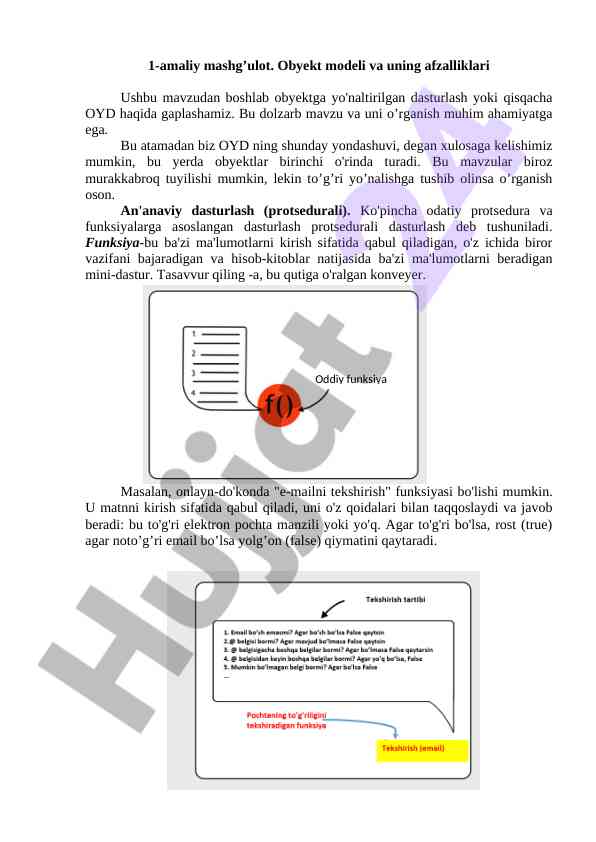 Obyektga yo'naltirilgan dasturlash asoslari