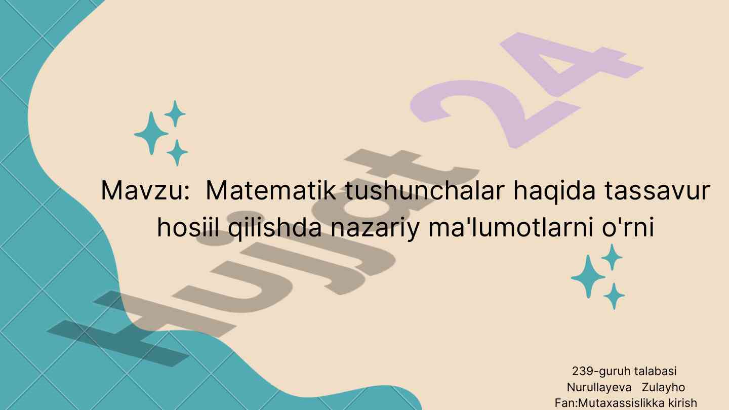 Matematik tasavvurlarni shakllantirish nazariyasi