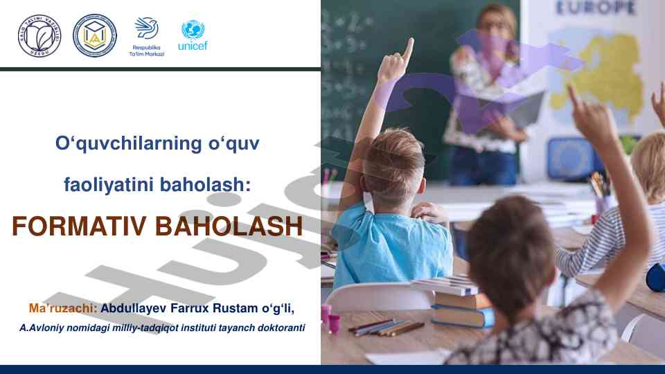 O‘quvchilarning faoliyatini baholash: formativ baholash