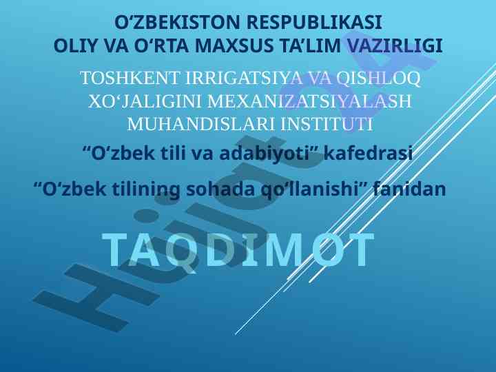 O‘zbek tili qo‘llanishi taqdimoti