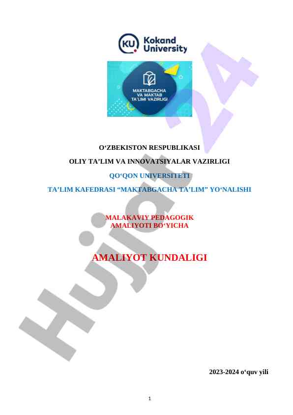 Maktabgacha ta'lim amaliyoti kundaligi