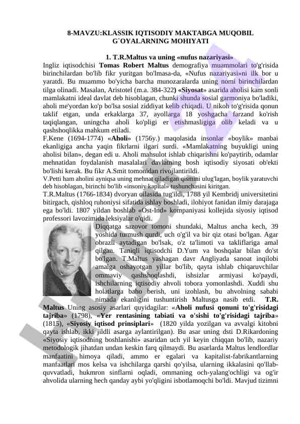 Klassik iqtisodiy maktabga muqobil g‘oyalarning mohiyati