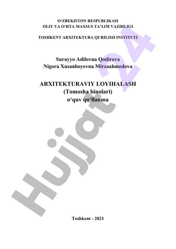 Arxitekturaviy loyihalash o‘quv qo‘llanma