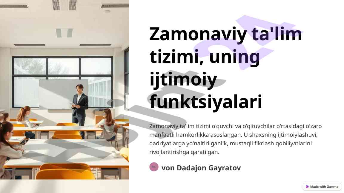 Zamonaviy ta'lim tizimi va innovatsiyalar asoslari