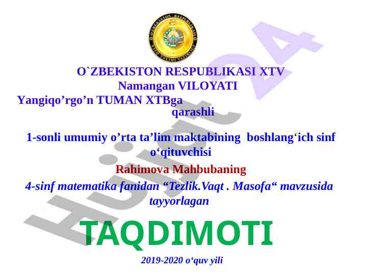 Tezlik vaqt masofa mavzusidagi taqdimot
