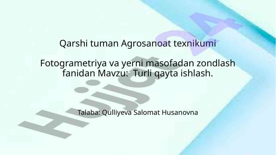 Turli Qayta Ishlash Jarayonlari