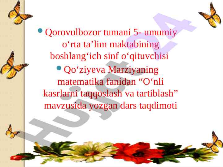 O‘nli kasrlarni taqqoslash va tartiblash