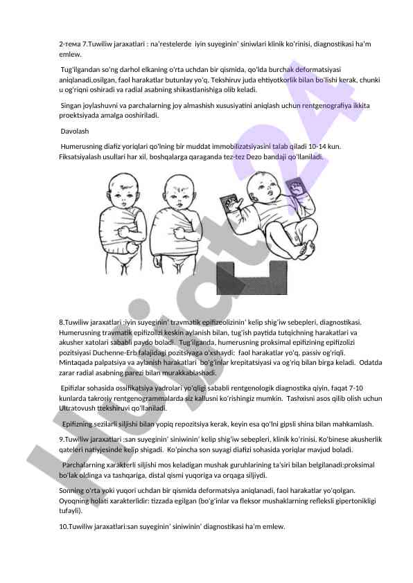 Tuwiliw jaraxatlari diagnostikasi va davolash