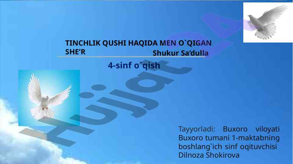 Tinchlik qushi haqida she’r o‘qilishi