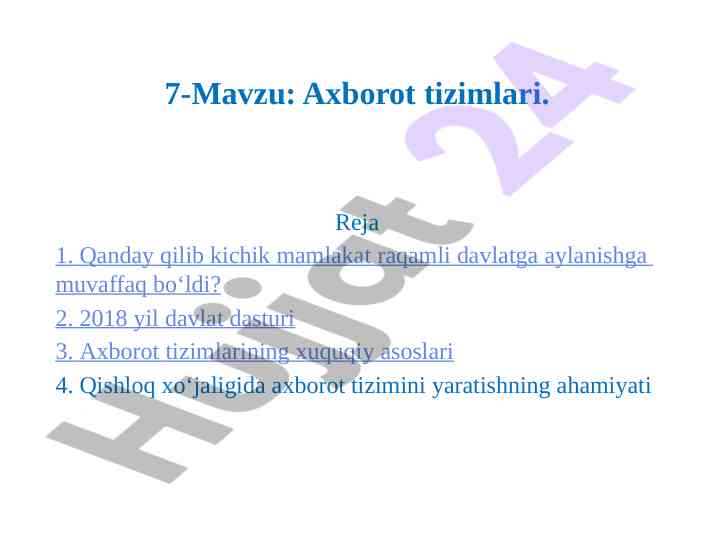 Kichik mamlakatlar raqamli davlatga aylanishi