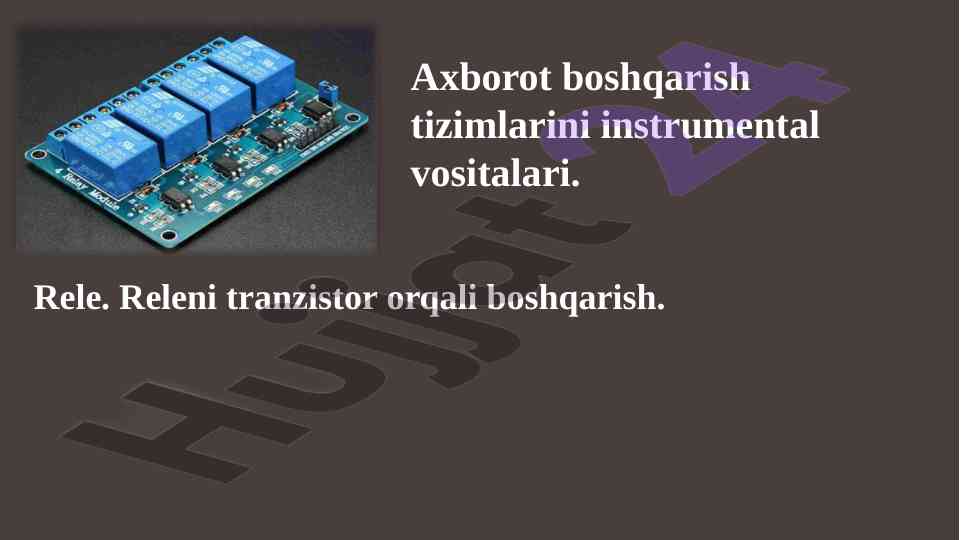 Relelar boshqaruvi: arduino bilan amaliy dars