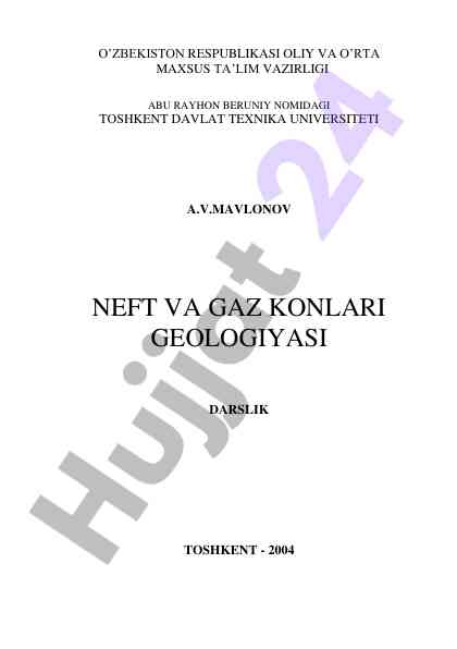 Neft va gaz konlari geologiyasi darslik